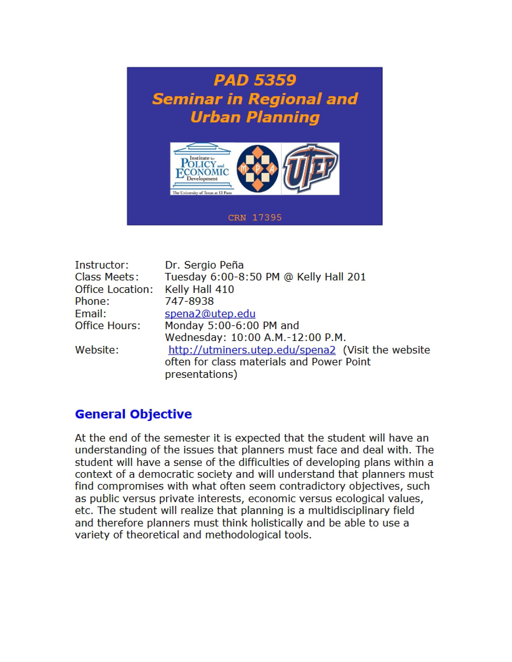 Regional and Urban Planning Syllabus