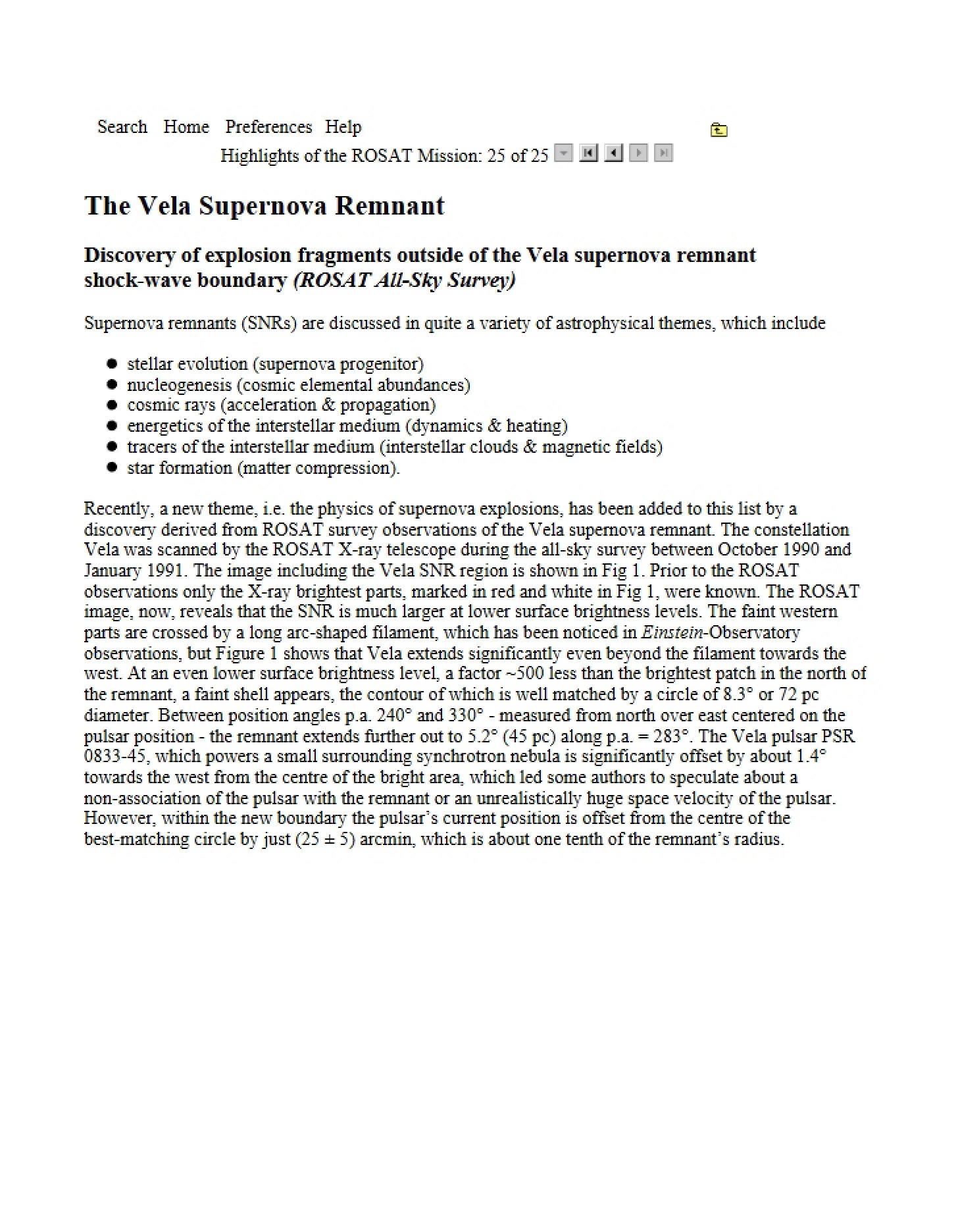 Remnant of the Vela Supernova