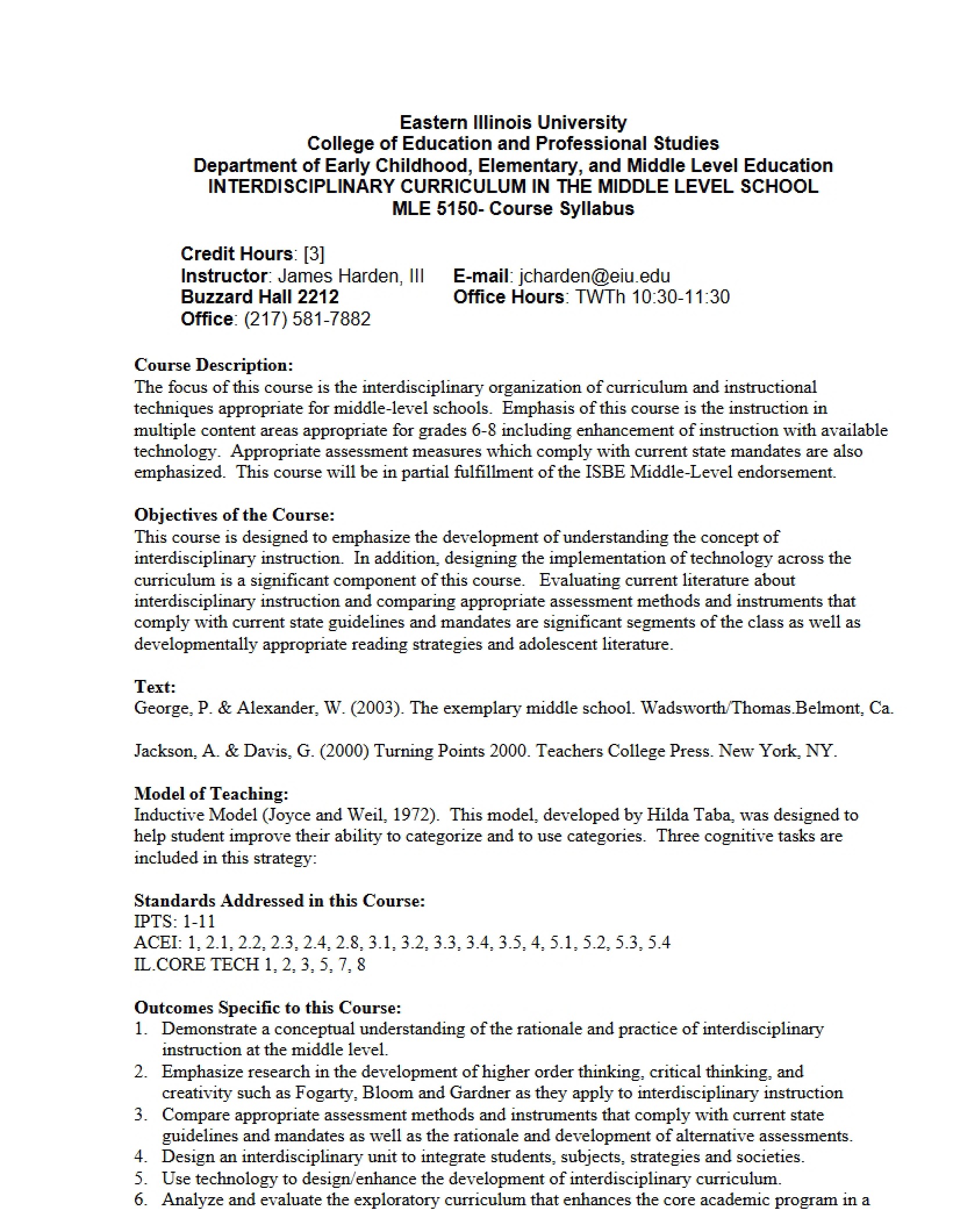 Harden Syllabus for MLE 5150