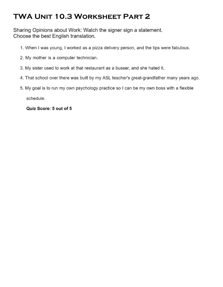 Worksheet Part 2 for TWA Unit 10.3