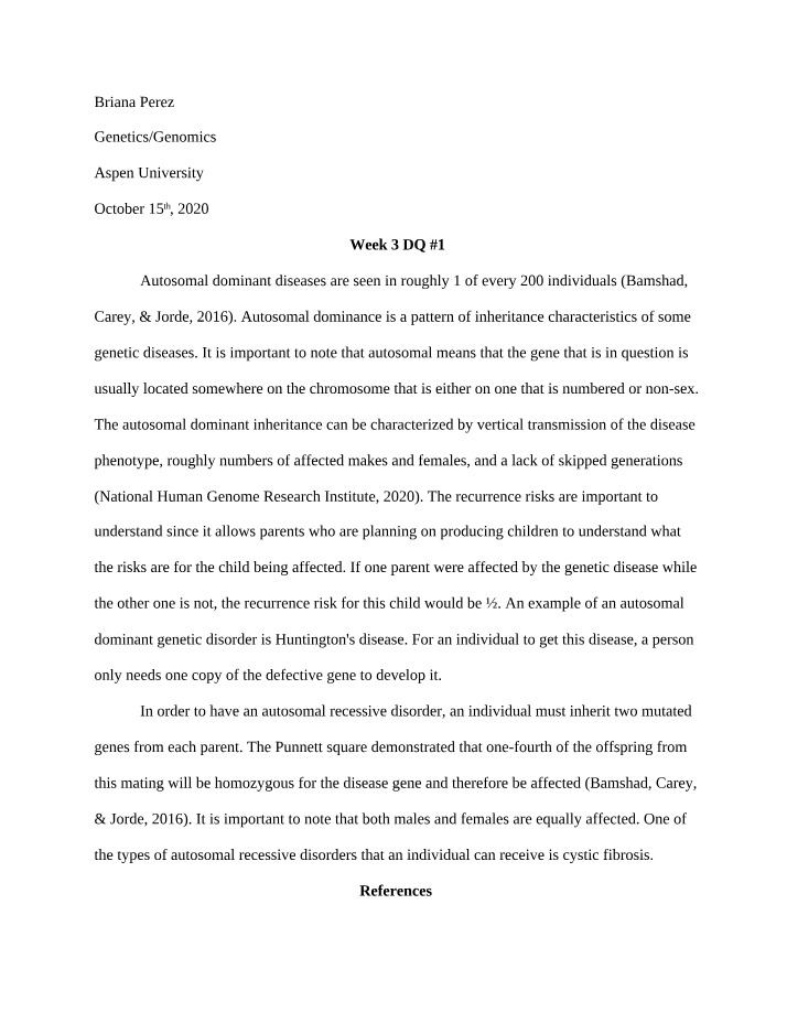 Genetics Week 3 - Discussion Question 1