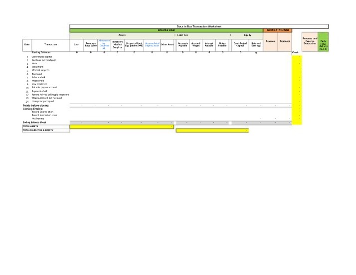 Transaction Worksheet for Docs in a Box