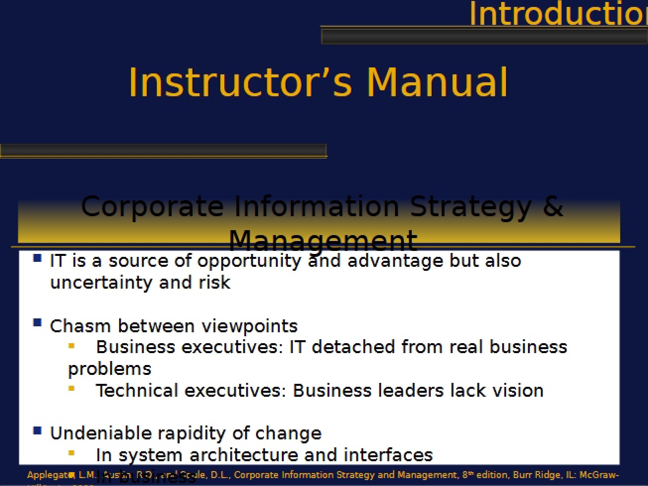 Management and Strategy of Corporate Information