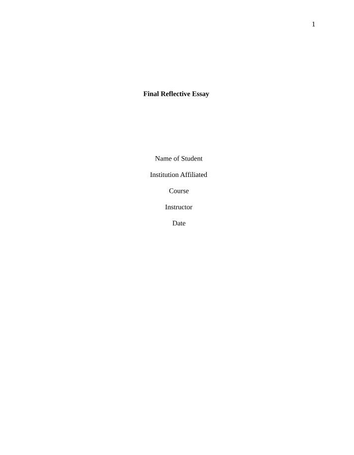 Reflective Essay - Final