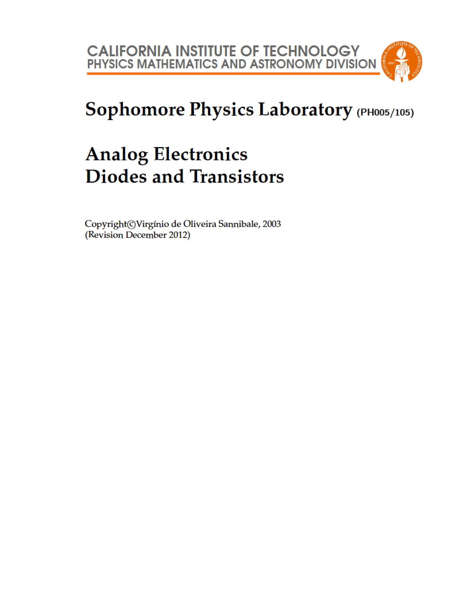Transistors and Diodes in Analog Electronics