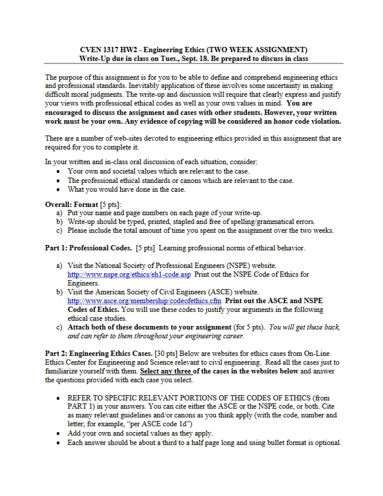 Second Homework on Engineering Ethics