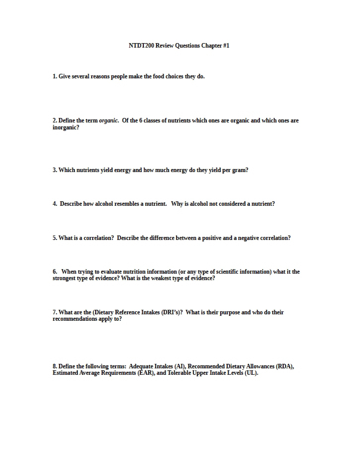 Review Questions for Chapter 1