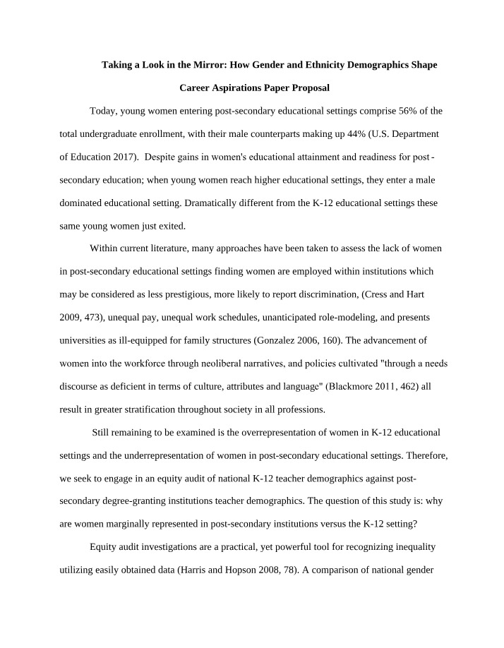 Gender and Ethnicity Disparities in Post-Secondary Studies