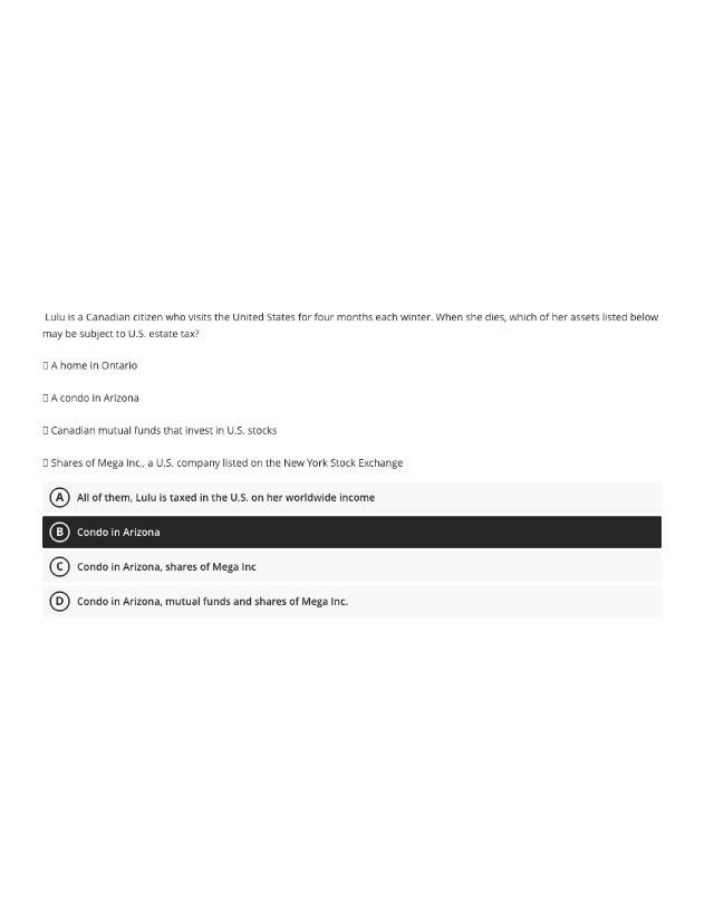 Canadian Citizen Assets - US Estate Tax Question