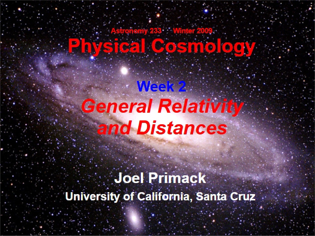 Notes from a Lecture on Physical Cosmology