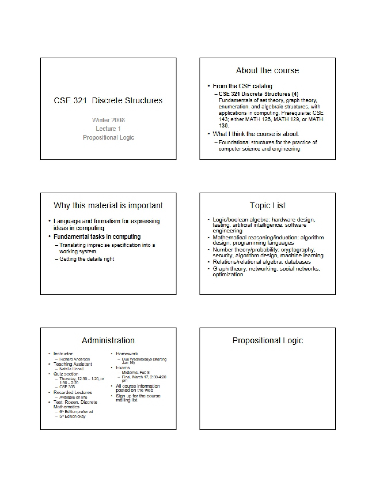 Notes from Lecture - Discrete Structures