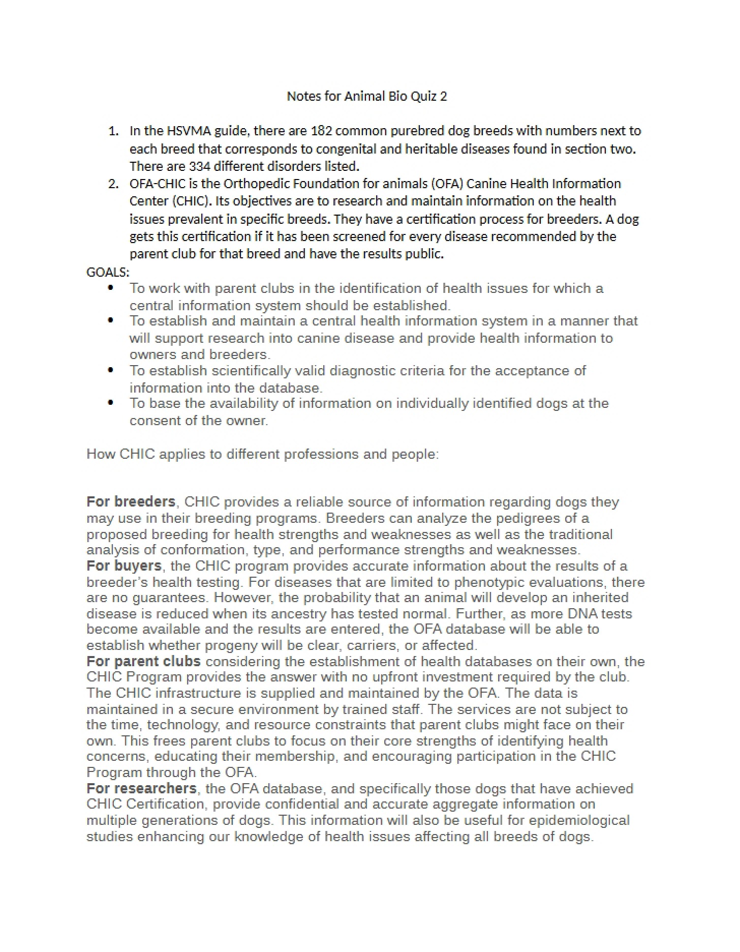 Quiz 2 Notes Animal Bio