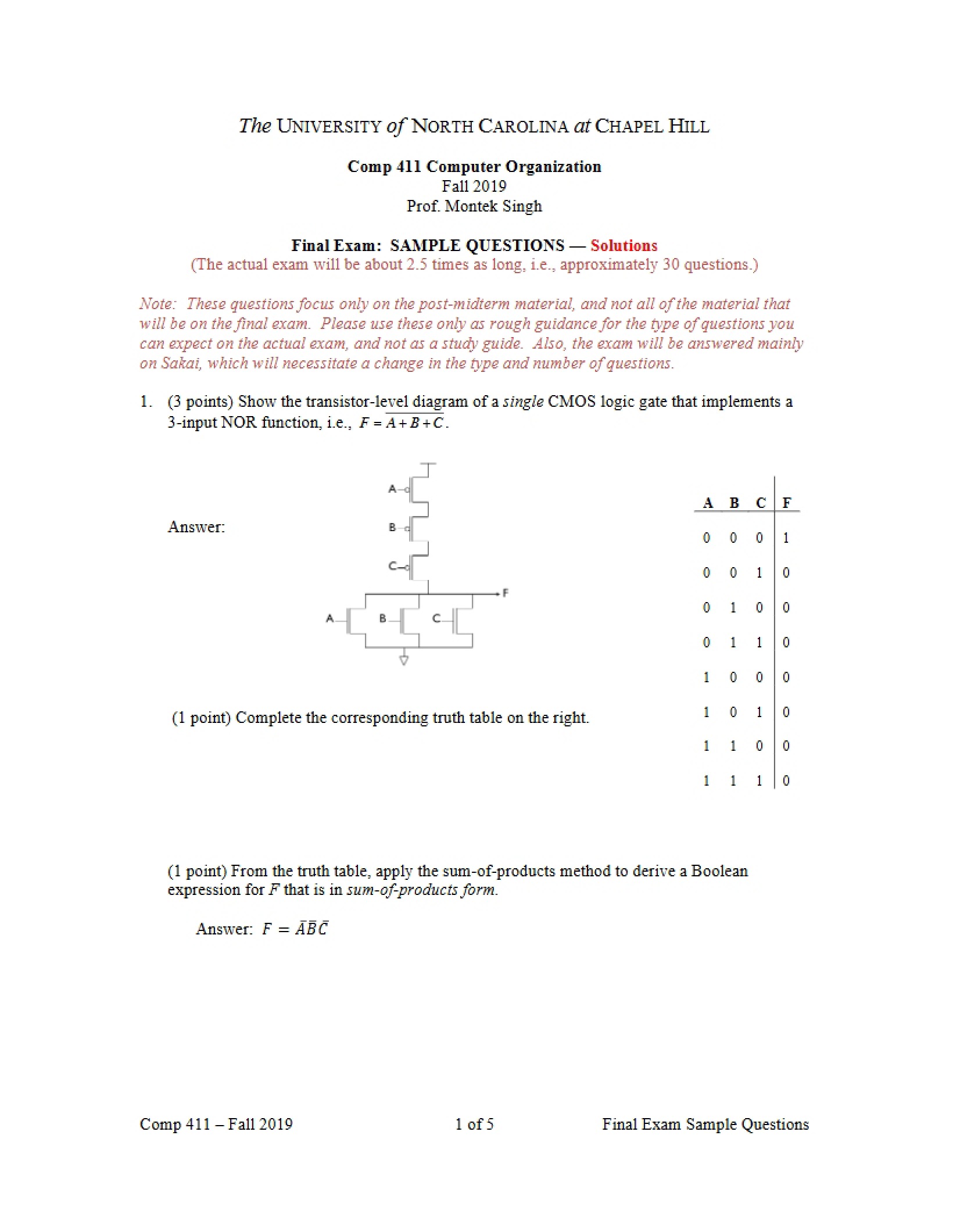 Computer Org Final Exam