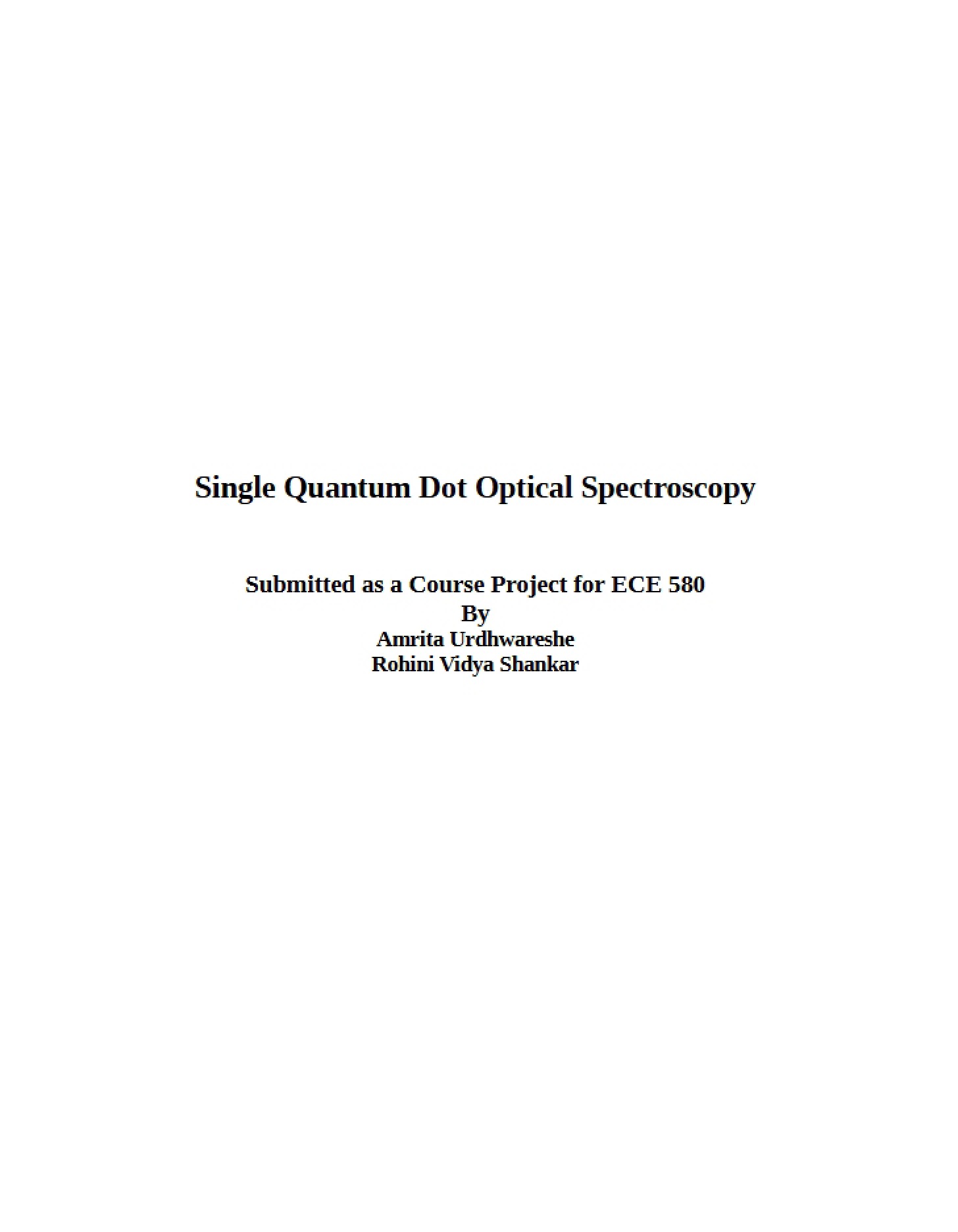 Optical Spectroscopy of Single Quantum Dots
