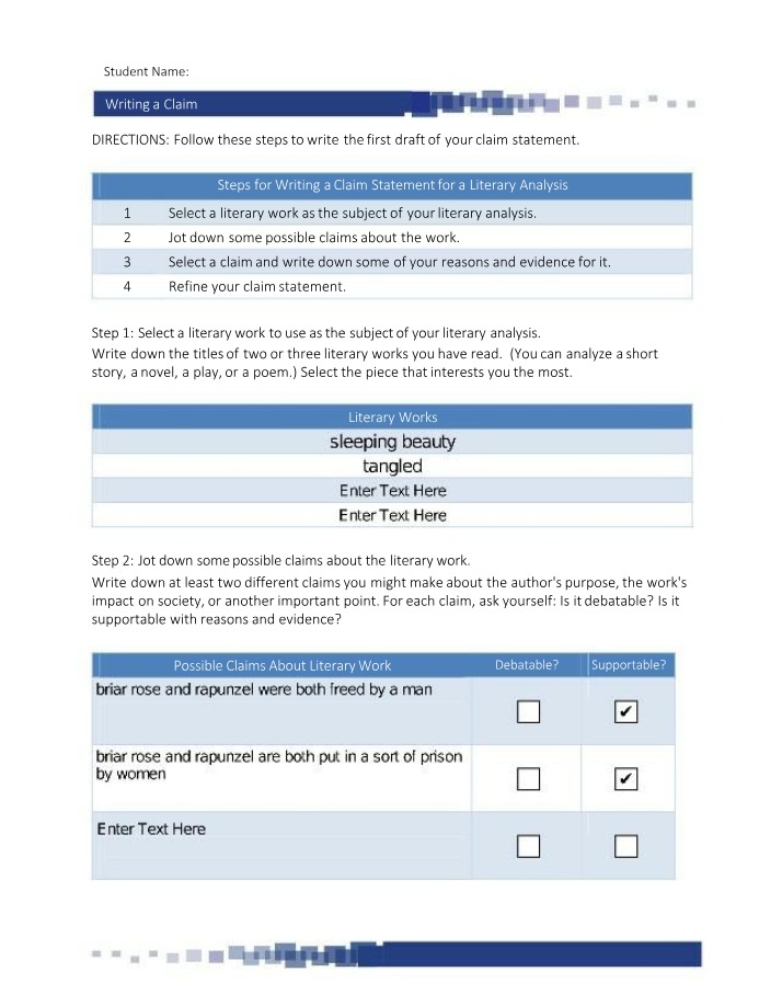 Writing a Claim - Exercise