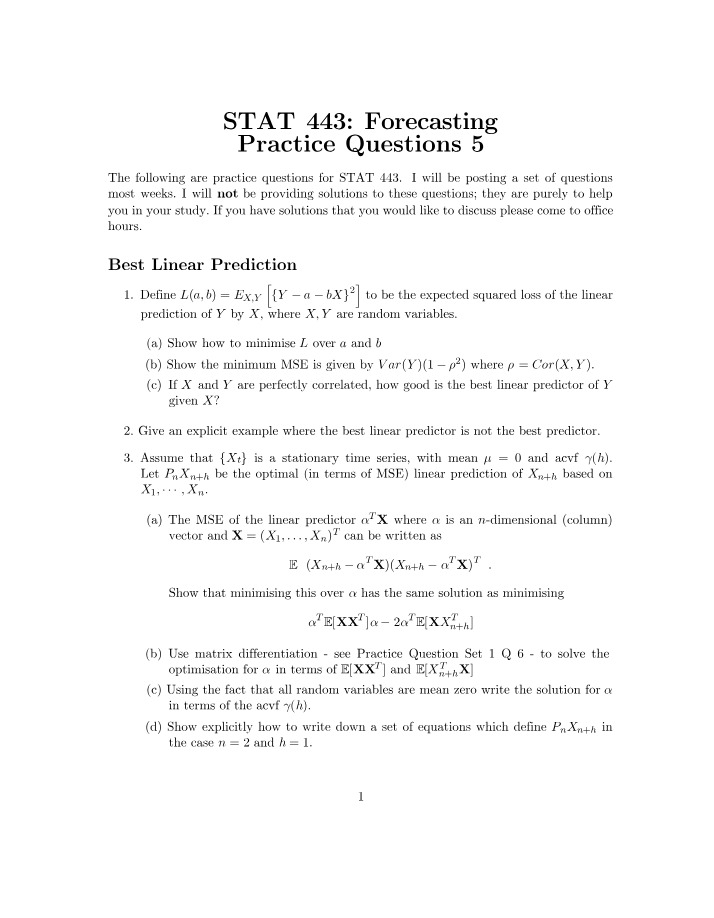 Forecasting - Practice Question 5