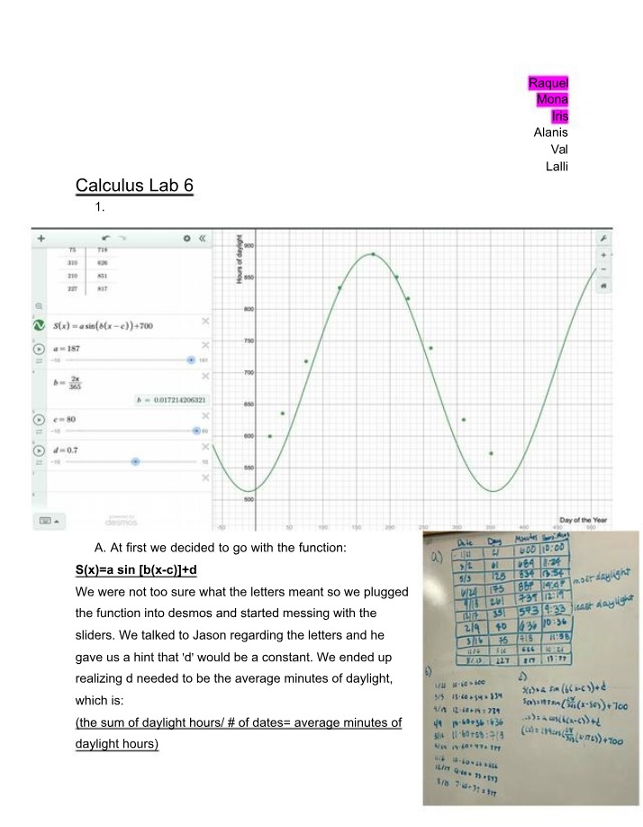 Desmos Exploration - Sin and Cos Functions