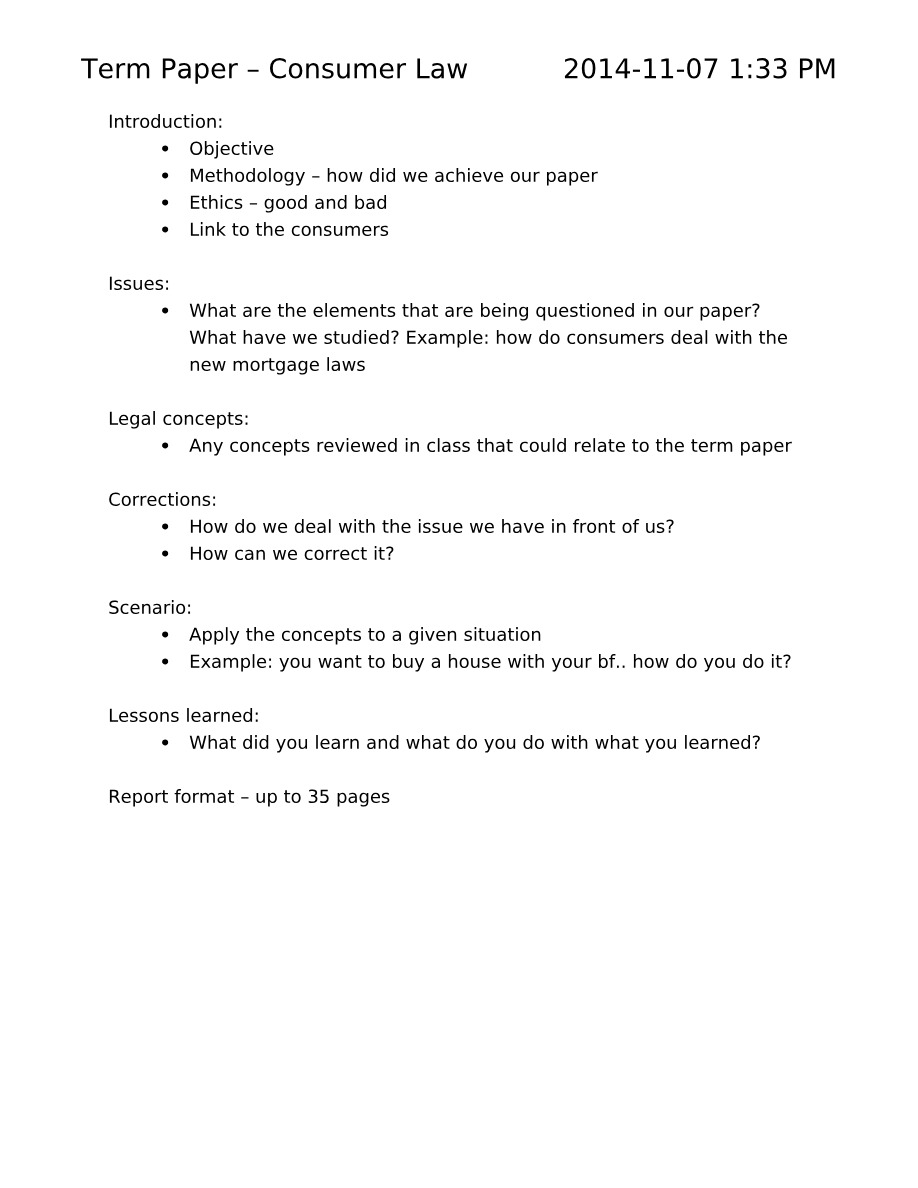 Consumer Law Term Paper