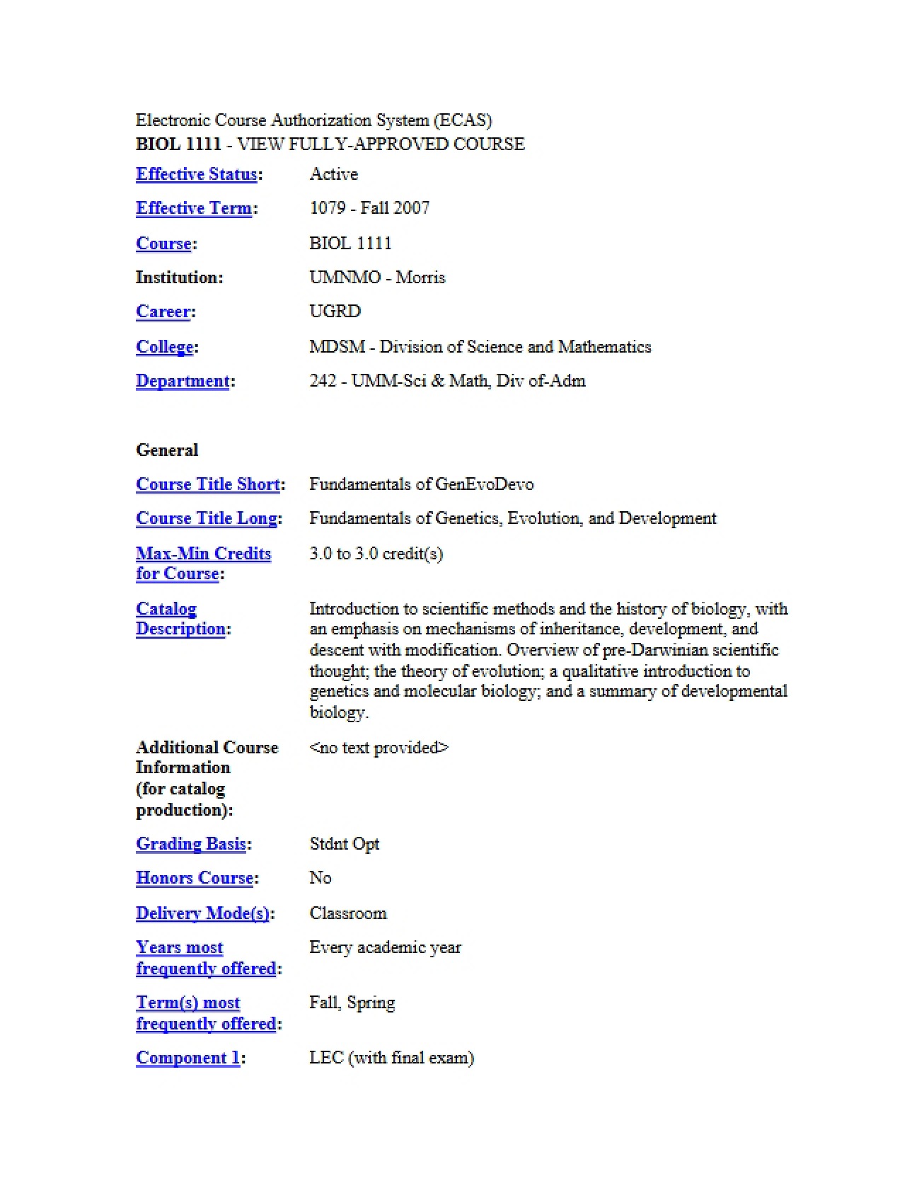 Syllabus BIOL 1111