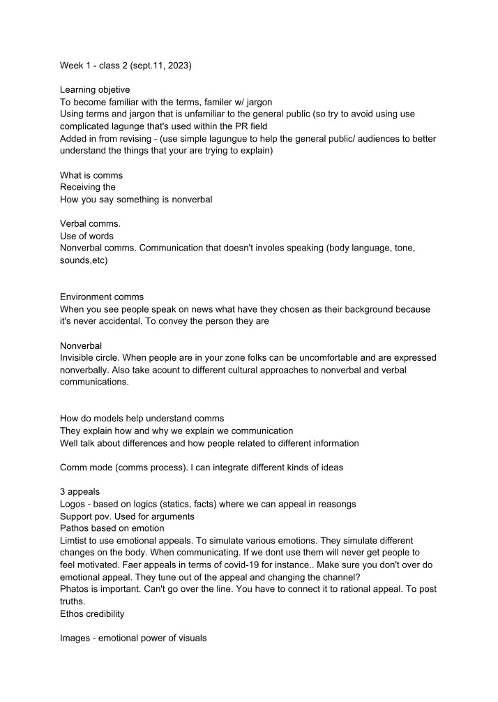 Week One Notes