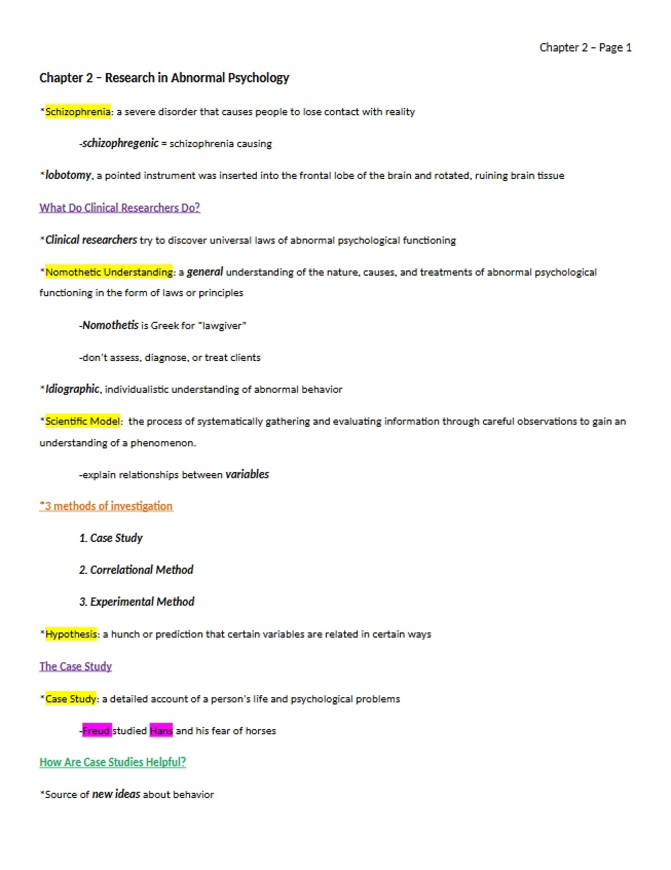 Abnormal Psychology Research (Chapter 2)