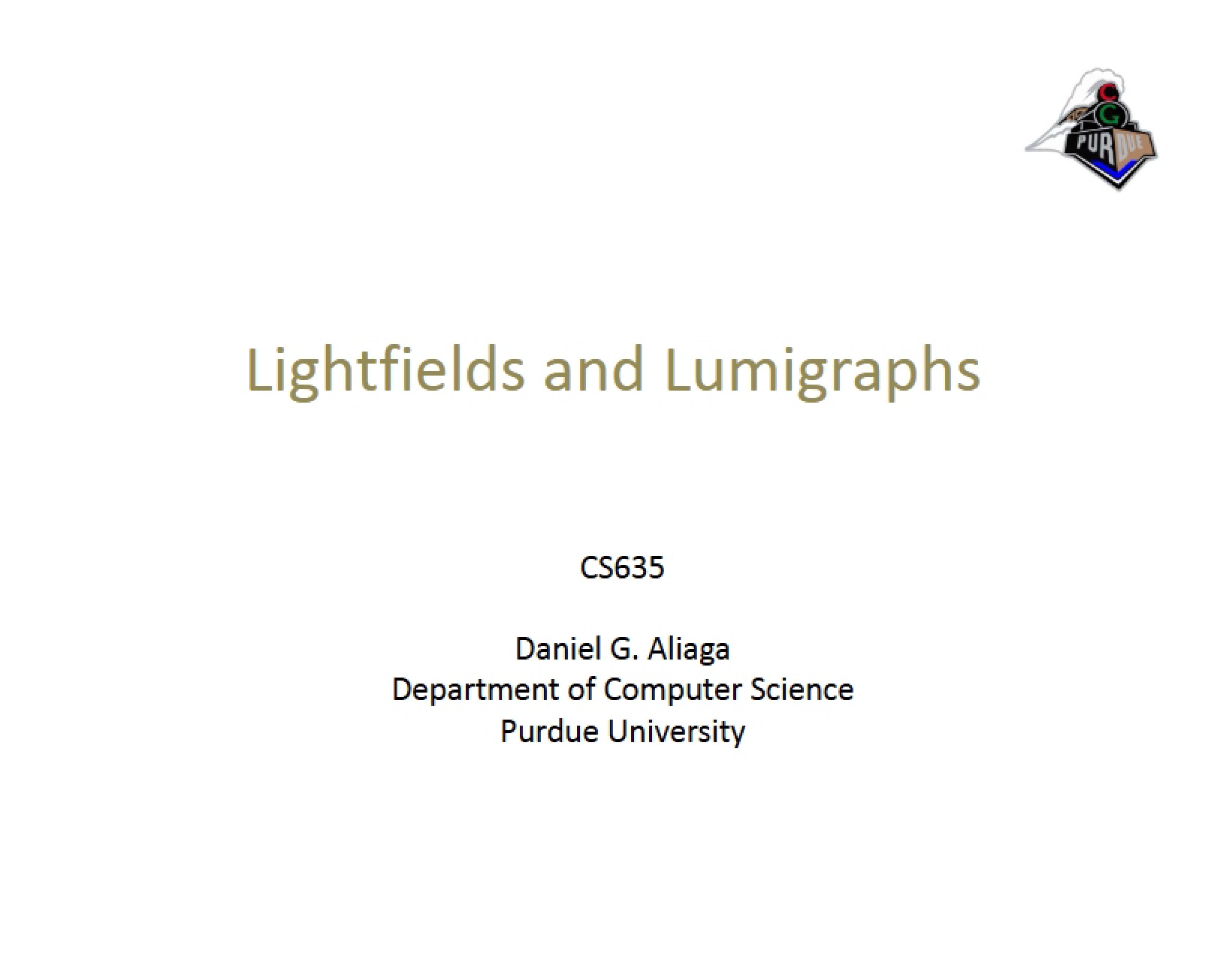 Lumigraphs and Lightfields