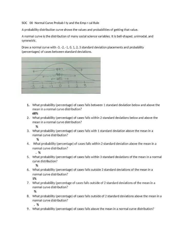 Empirical Rule and Normal Curve Probability