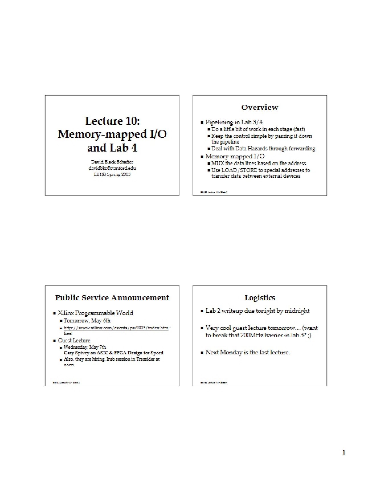 Examination of Memory-Mapped IO and the Fourth Lab