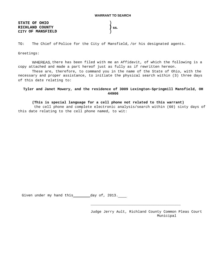 CRMJ1110 - Lab on Search Warrants