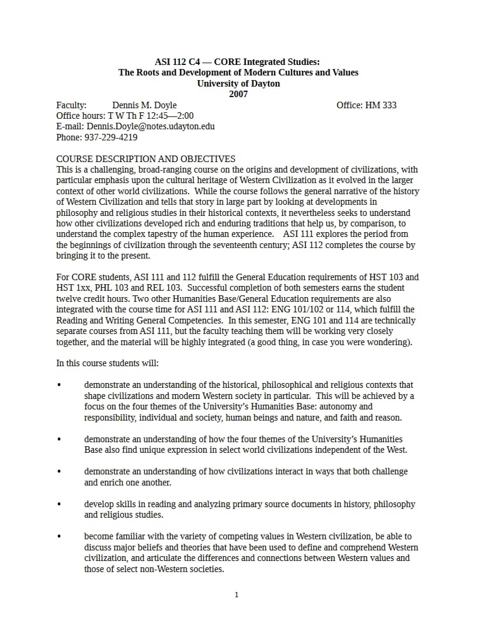 Integrated Studies Core Overview