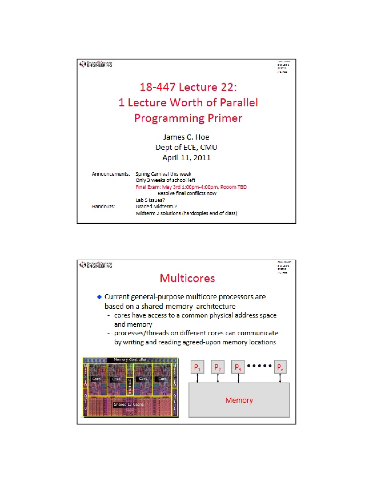 Computer Architecture Lecture Twenty-Two