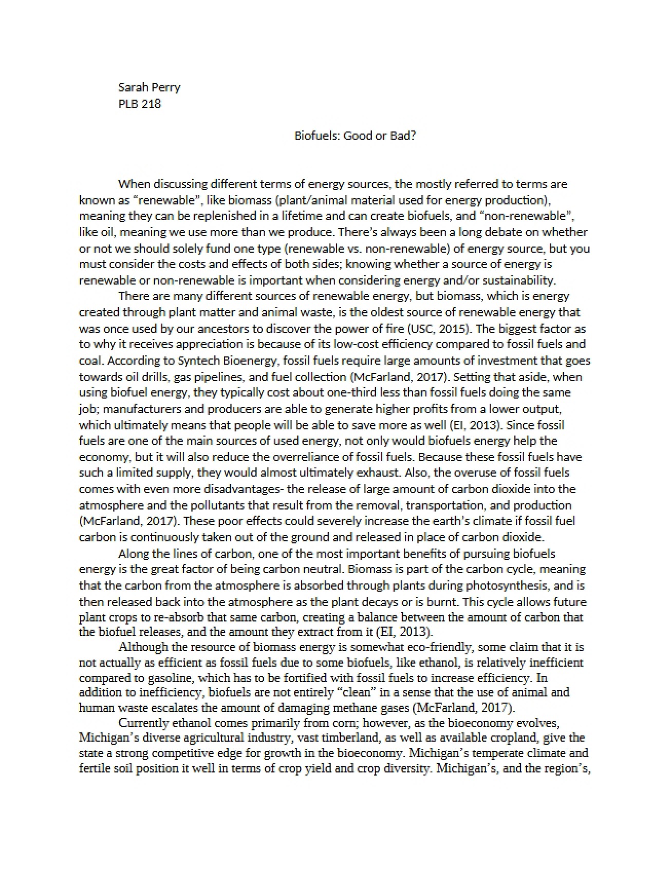 Good or Bad Biofuels