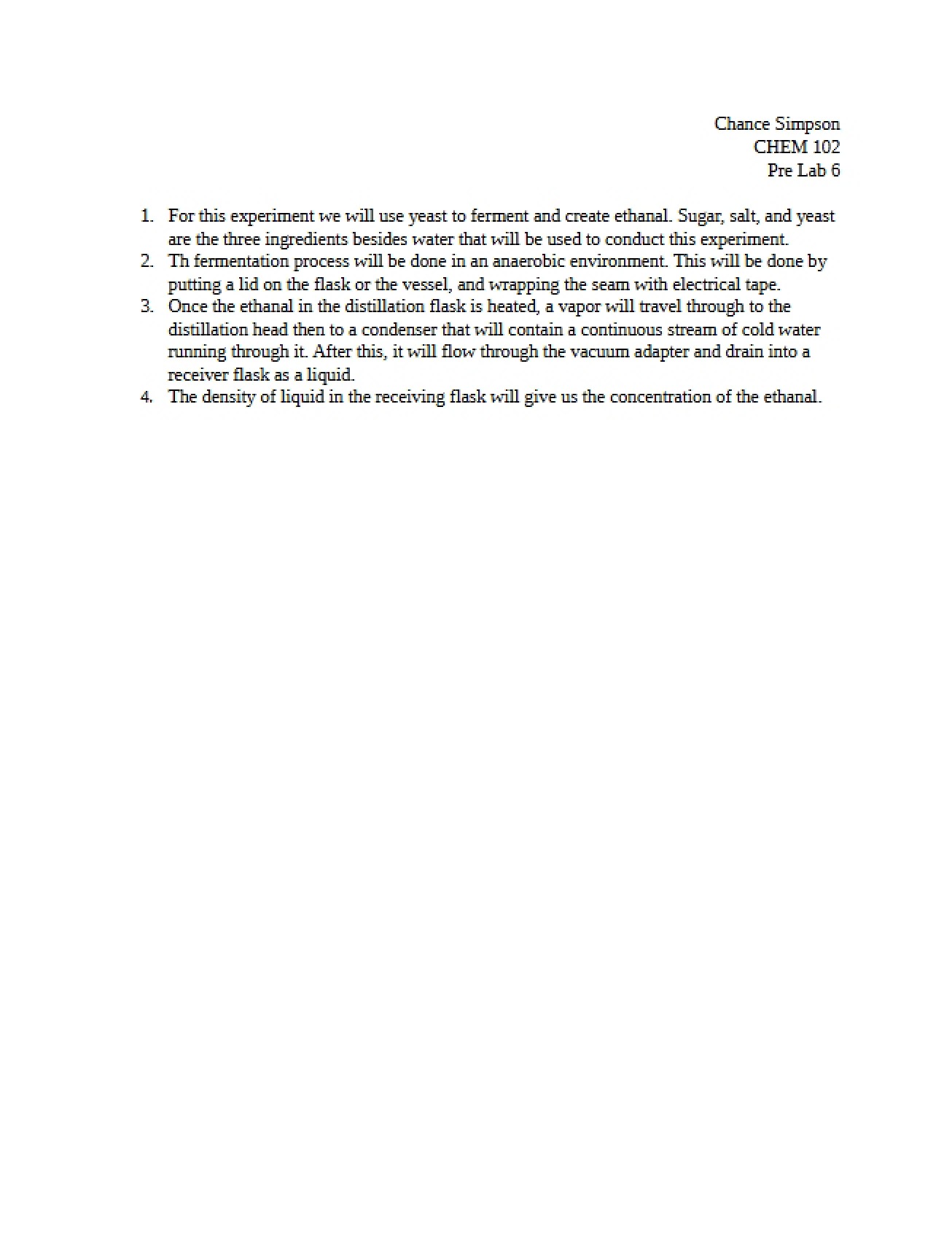 Sixth Pre-Laboratory Assignment