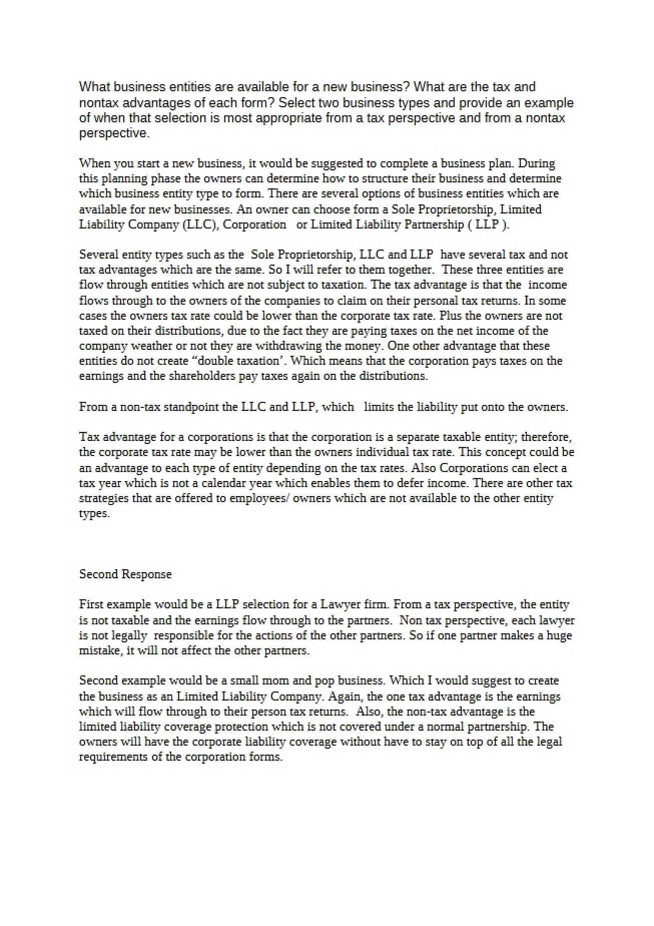 Federal Tax Assignment