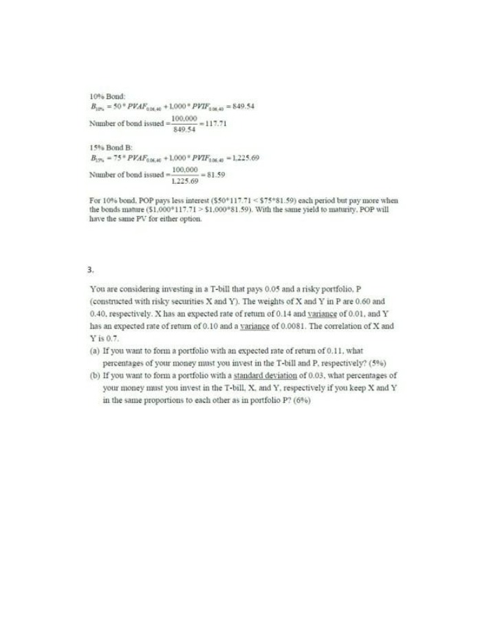 Bonds and Portfolios - Finance and Investment Problems