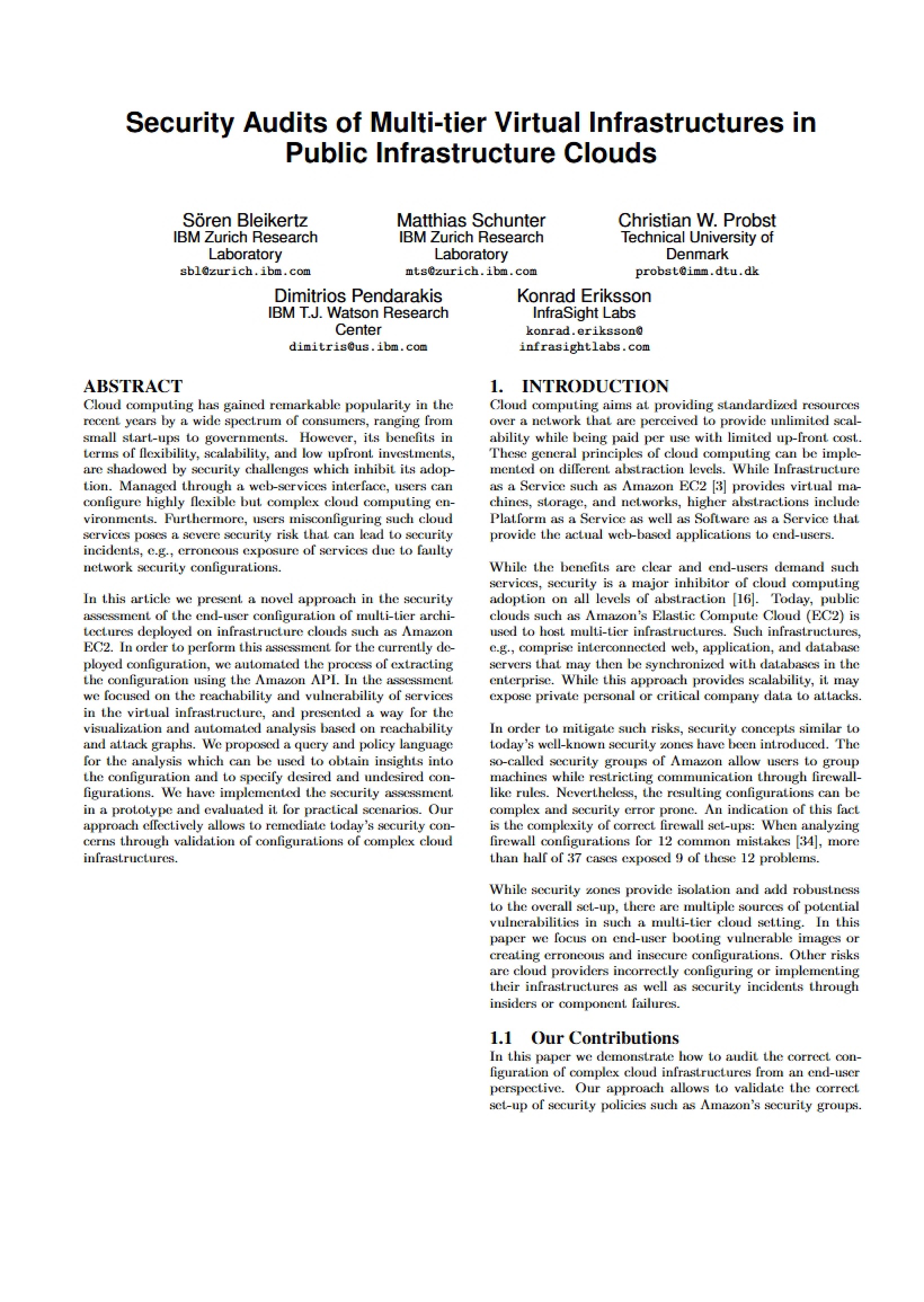 Security Audits for Multi-tier Virtual Cloud Infrastructures