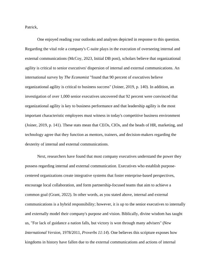 Critical Role of the C-Suite - Internal and External