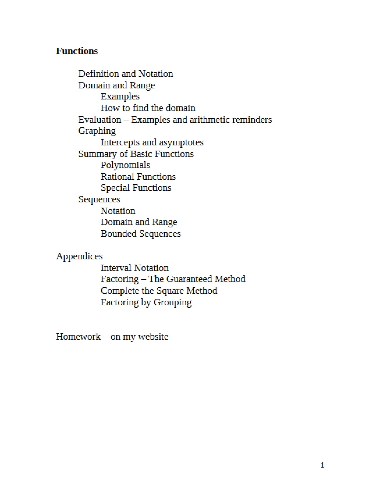 Analysis of Functions
