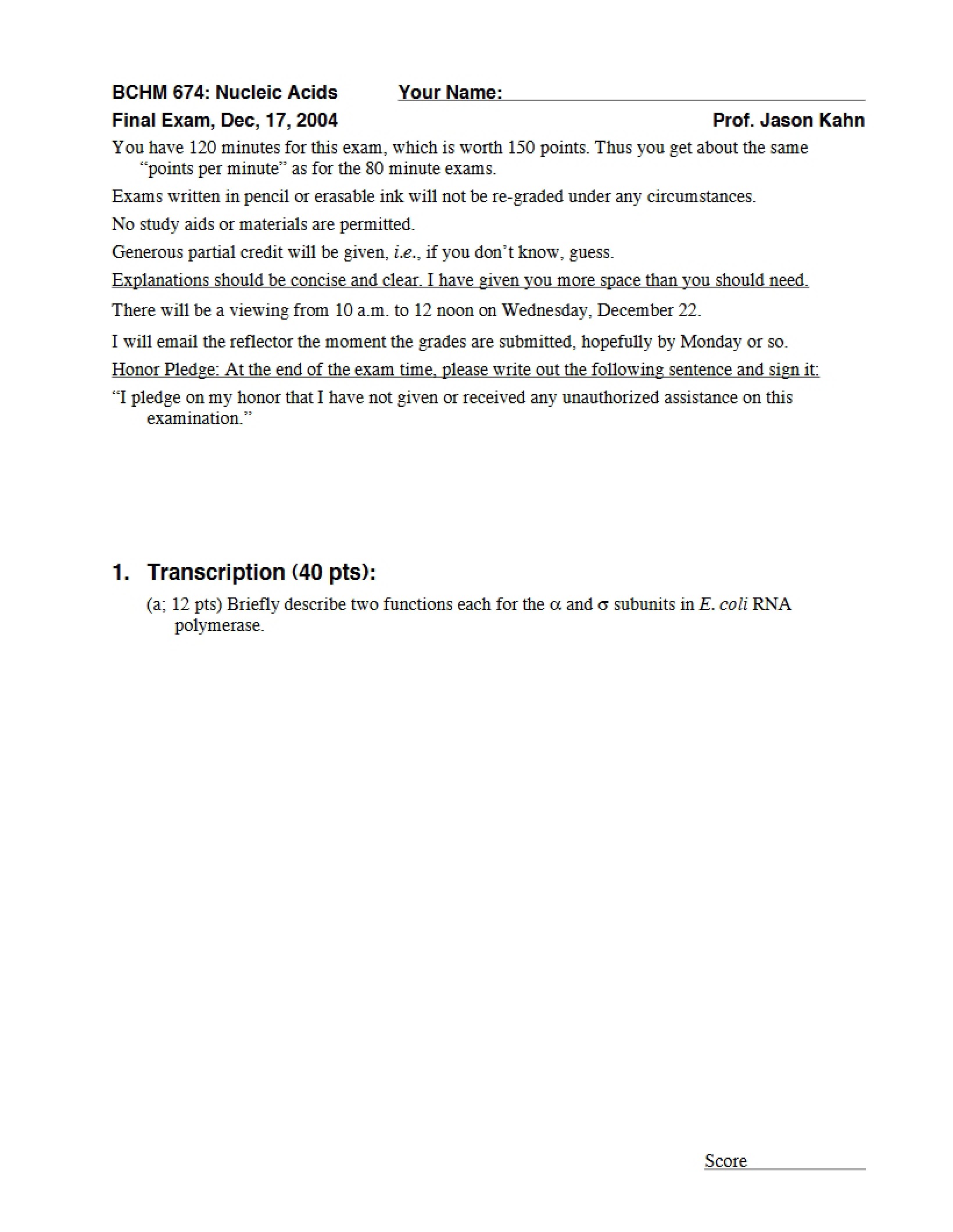 Exam Final - 7 Pages
