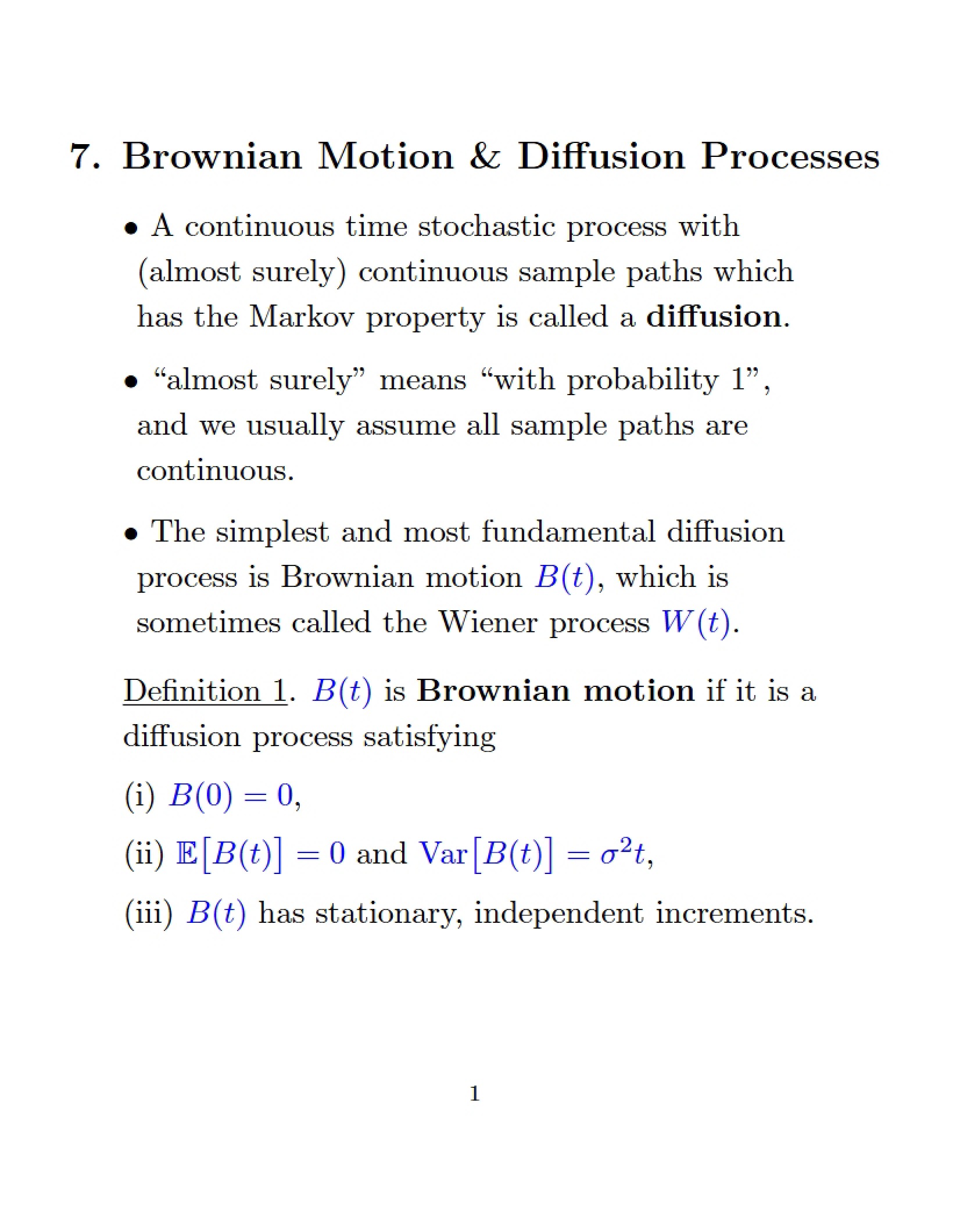 Diffusion Processes and Brownian Motion