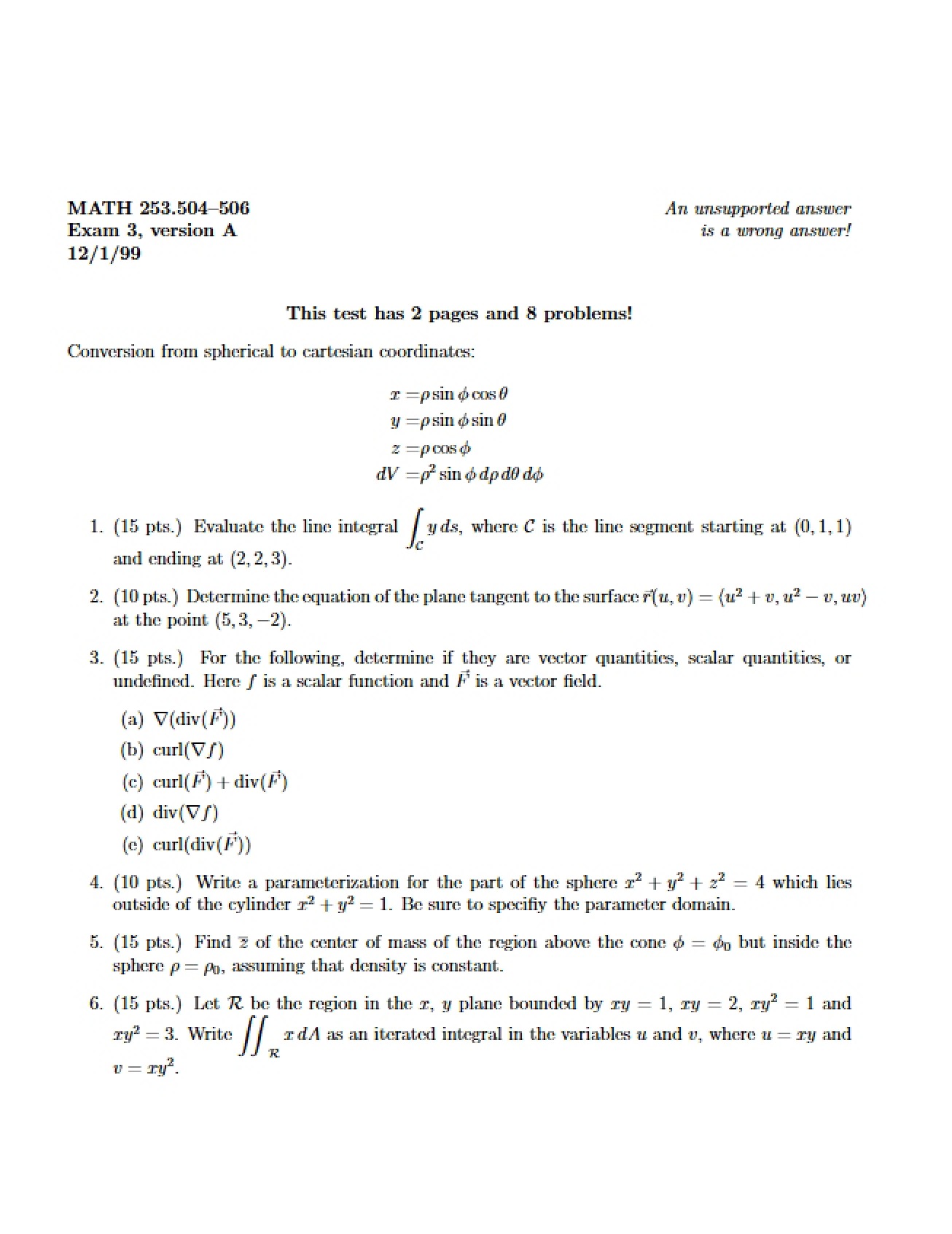 Exam 3 A