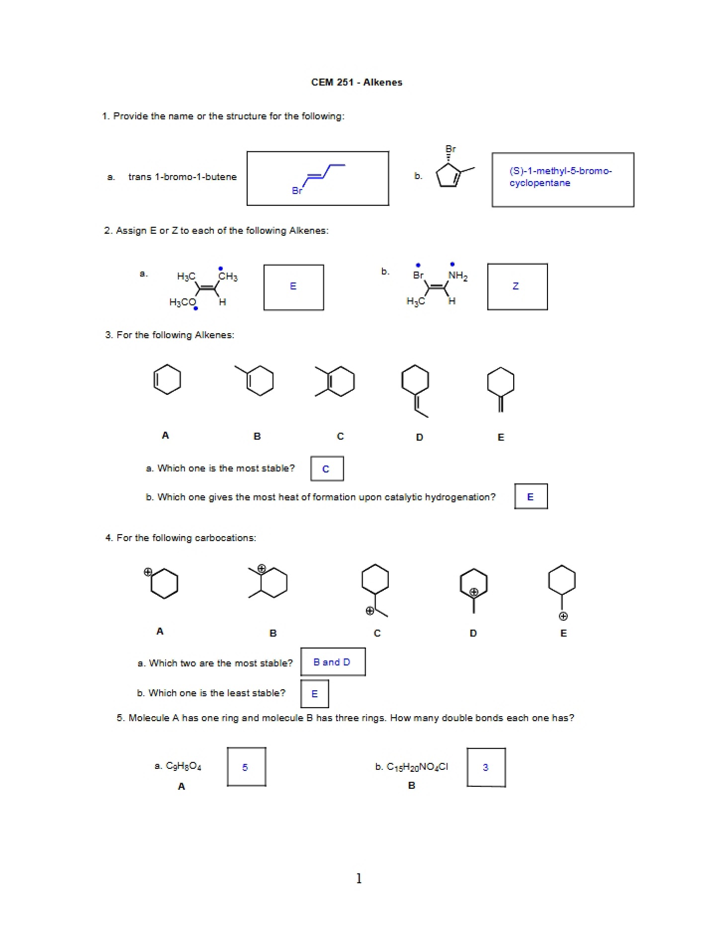 Chemistry of Alkenes