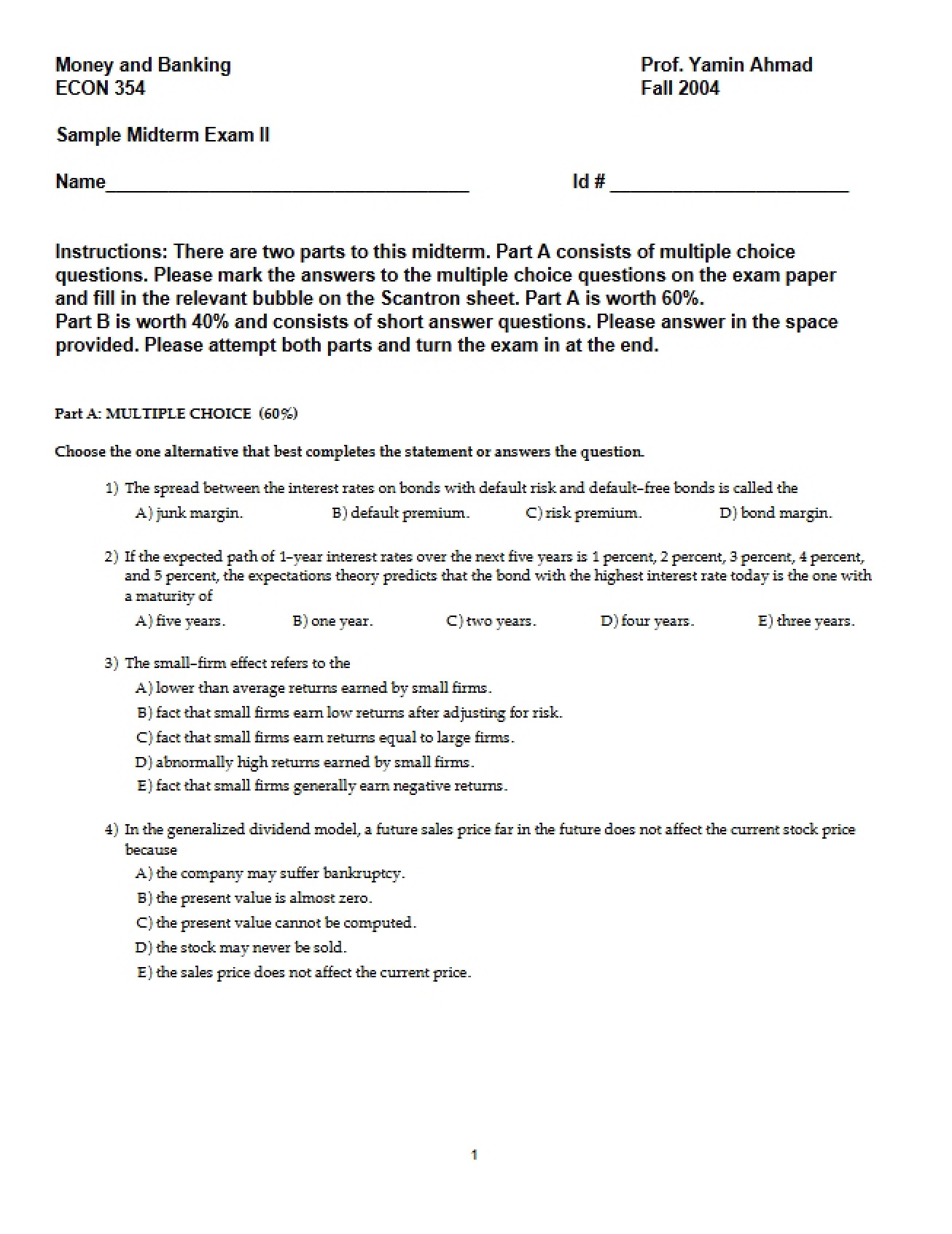 Second Midterm Exam