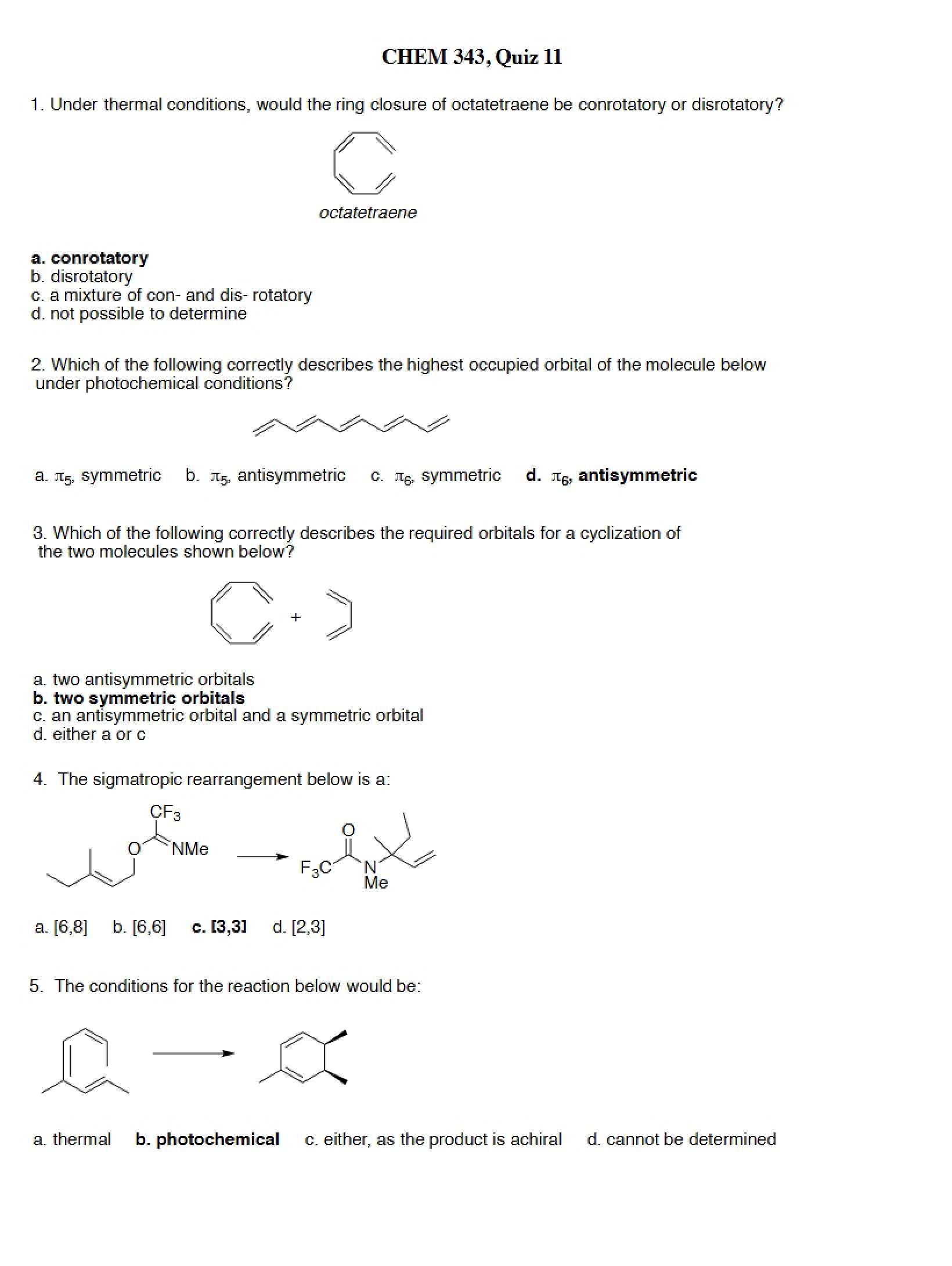 Key for Quiz 11