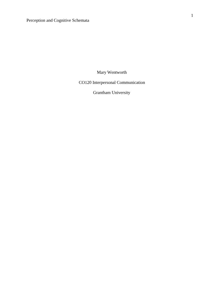 Understanding Perception and Cognitive Schemata Overview