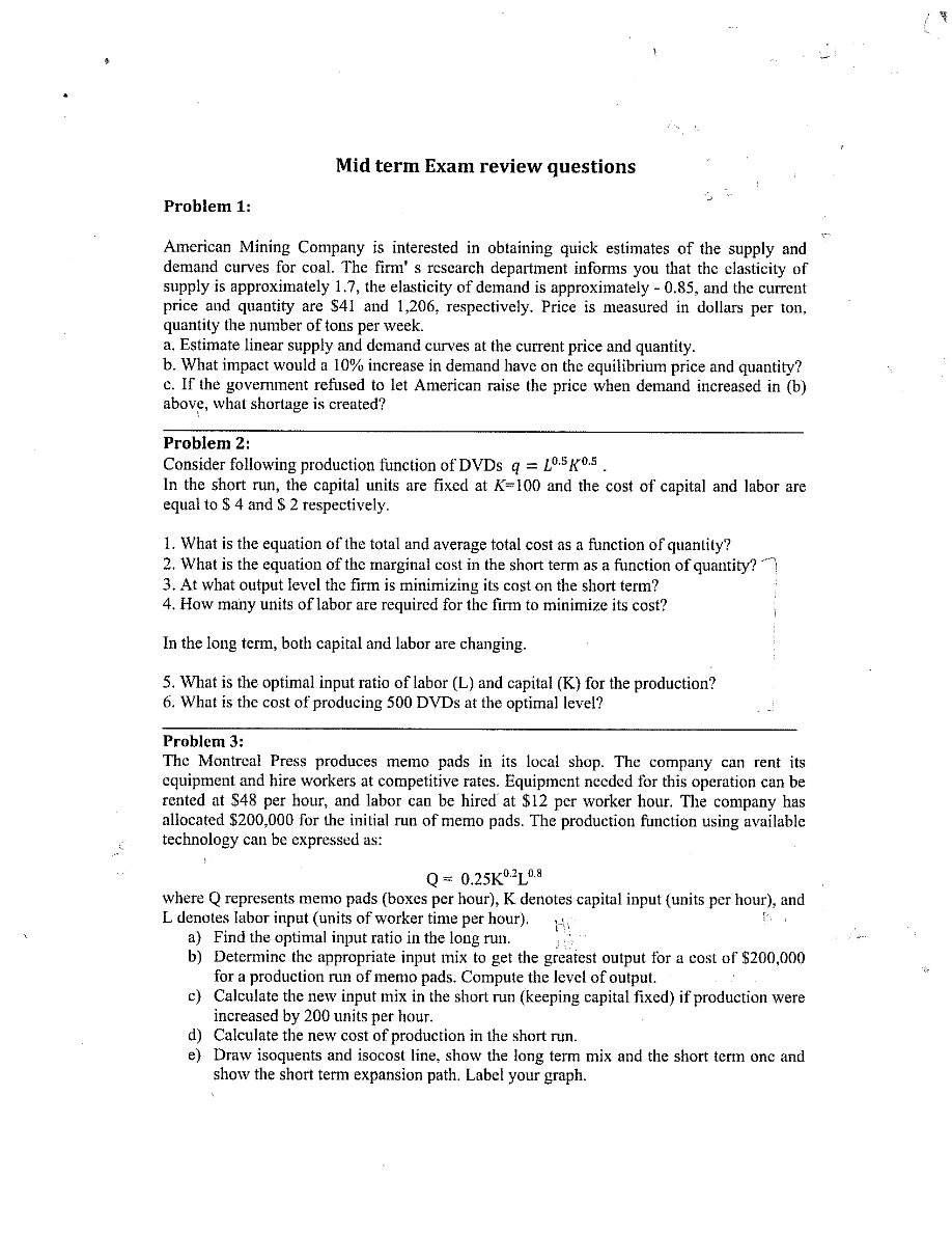 Midterm Exam Review Questions - COMM 220