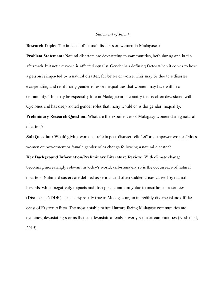 Impacts of Natural Disasters on Women in Madagascar