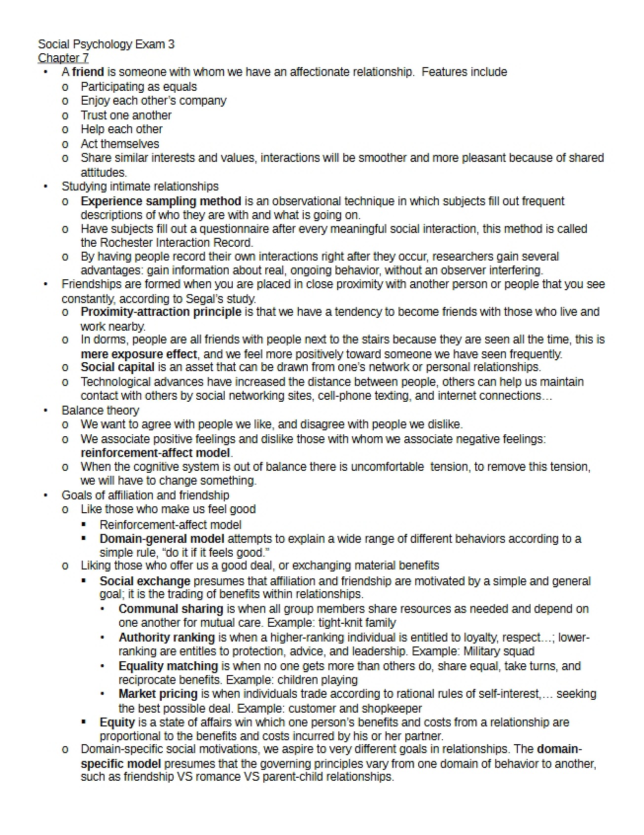 Exam Three for Social Psychology