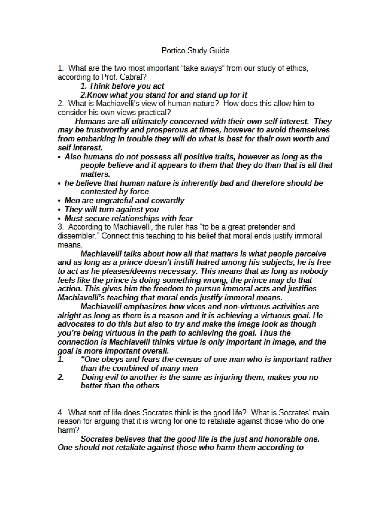 General Study Guide for the Portico Course