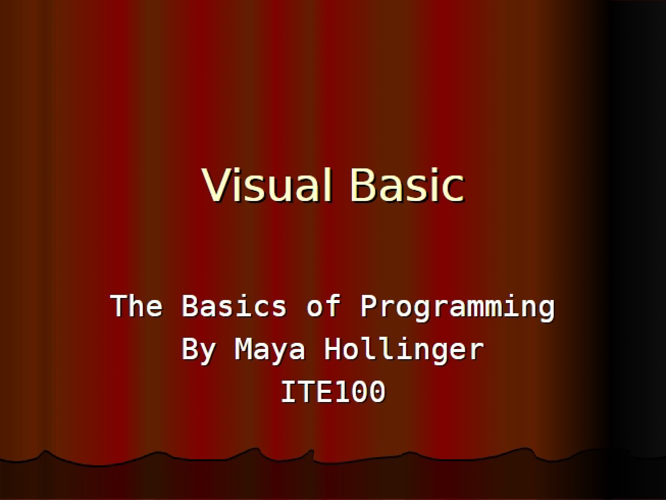 Programming Basics Visual Basic
